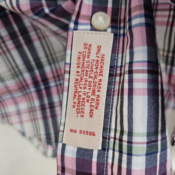 Brooks Brothers Button Down Long Sleeve Shirt Men's Size Medium Plaid Pink Blue - Picture 7 of 14